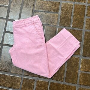 J. Crew Factory Pink Mid Rise Cropped Straight Leg Cotton Pants